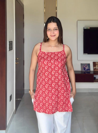 Saiyaara Red Short Kurti