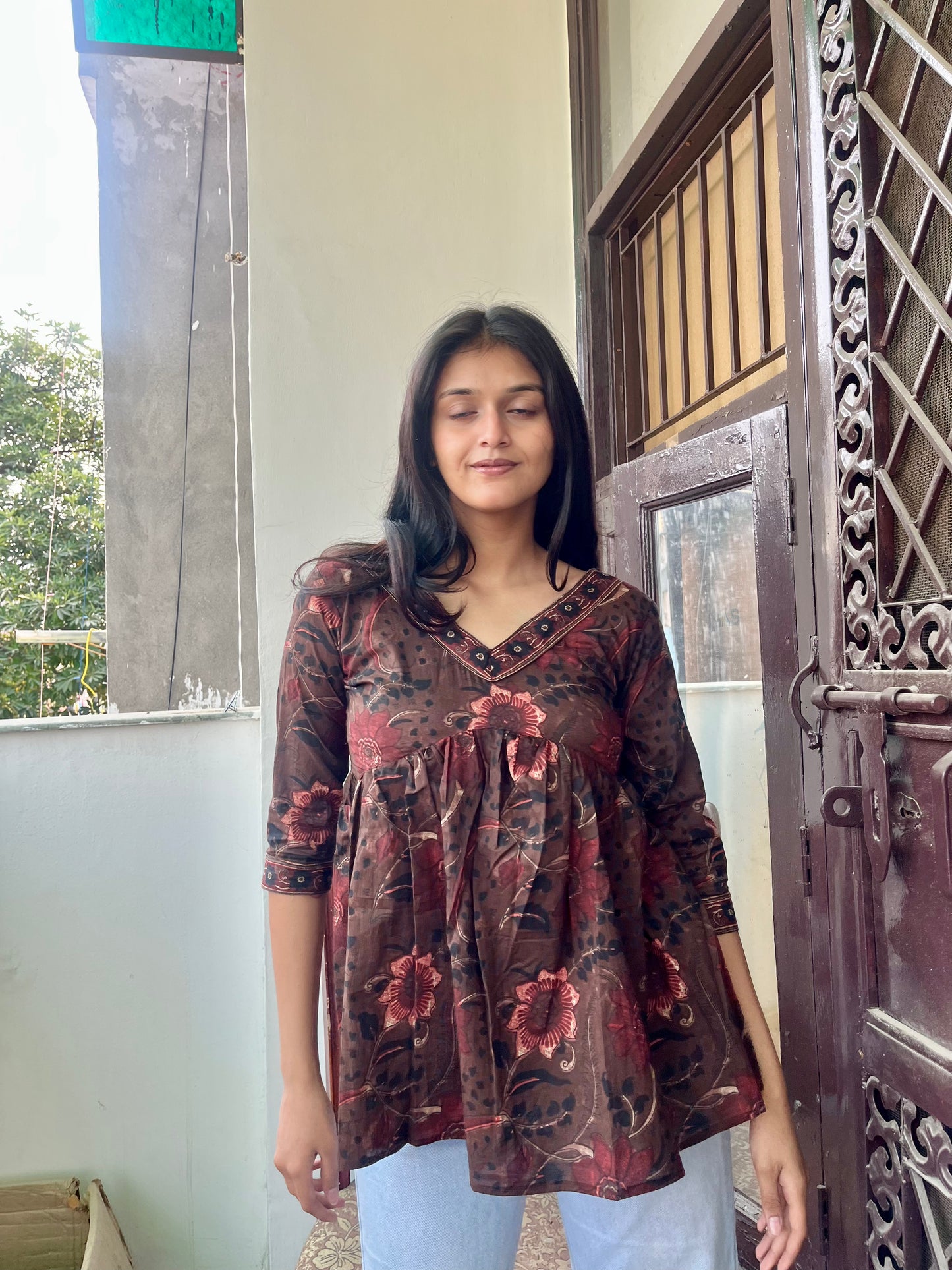 Brown Peplum Kurti