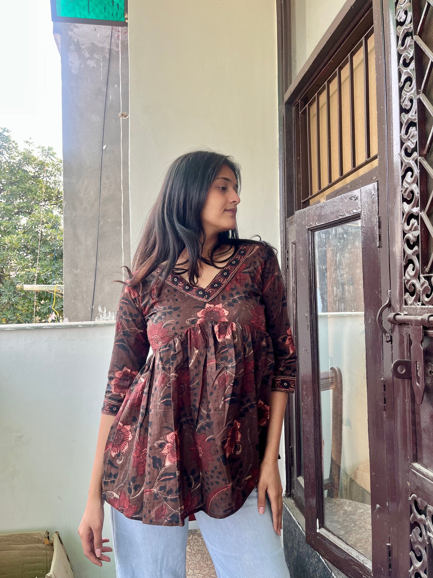 Brown Peplum Kurti