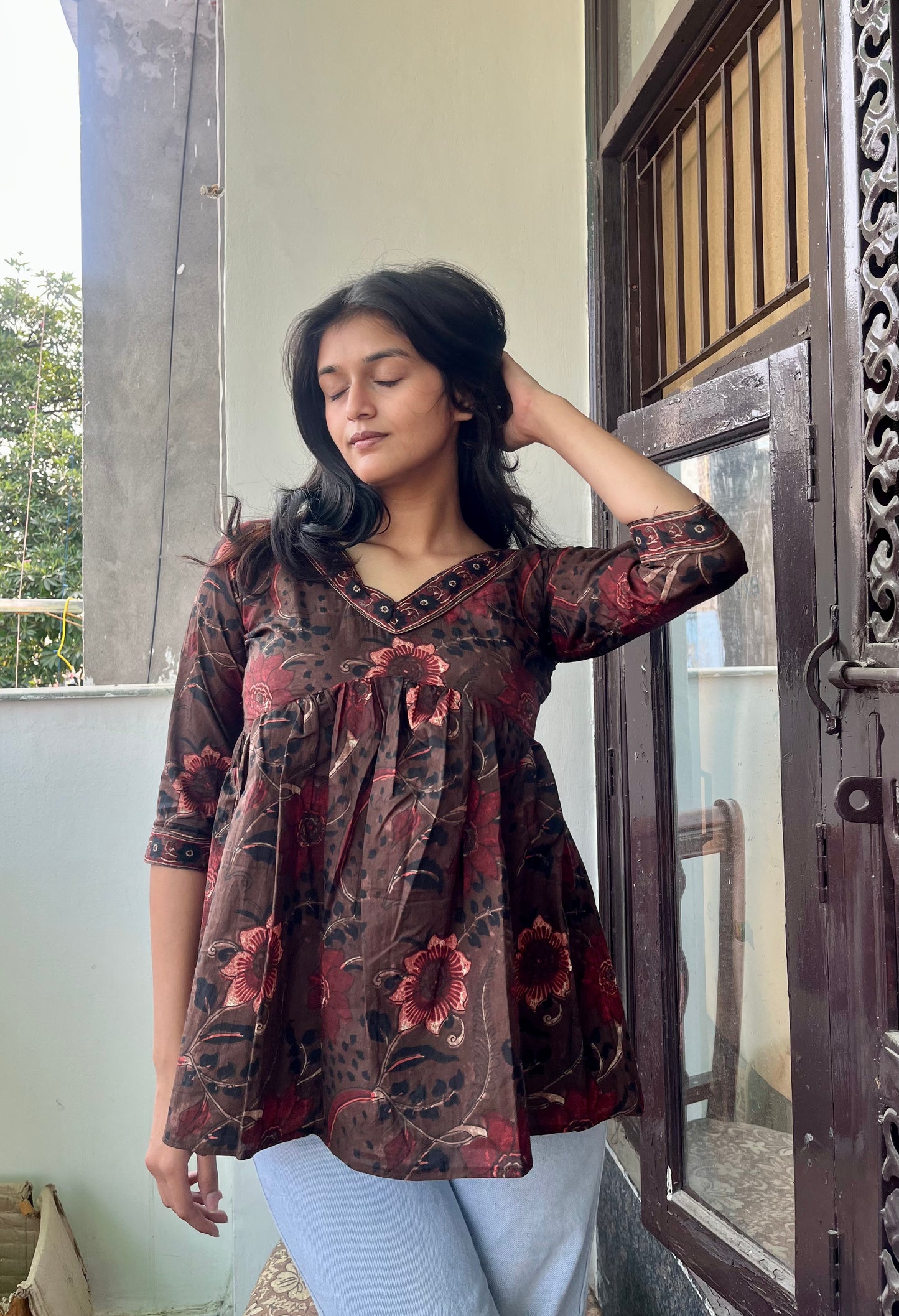 Brown Peplum Kurti