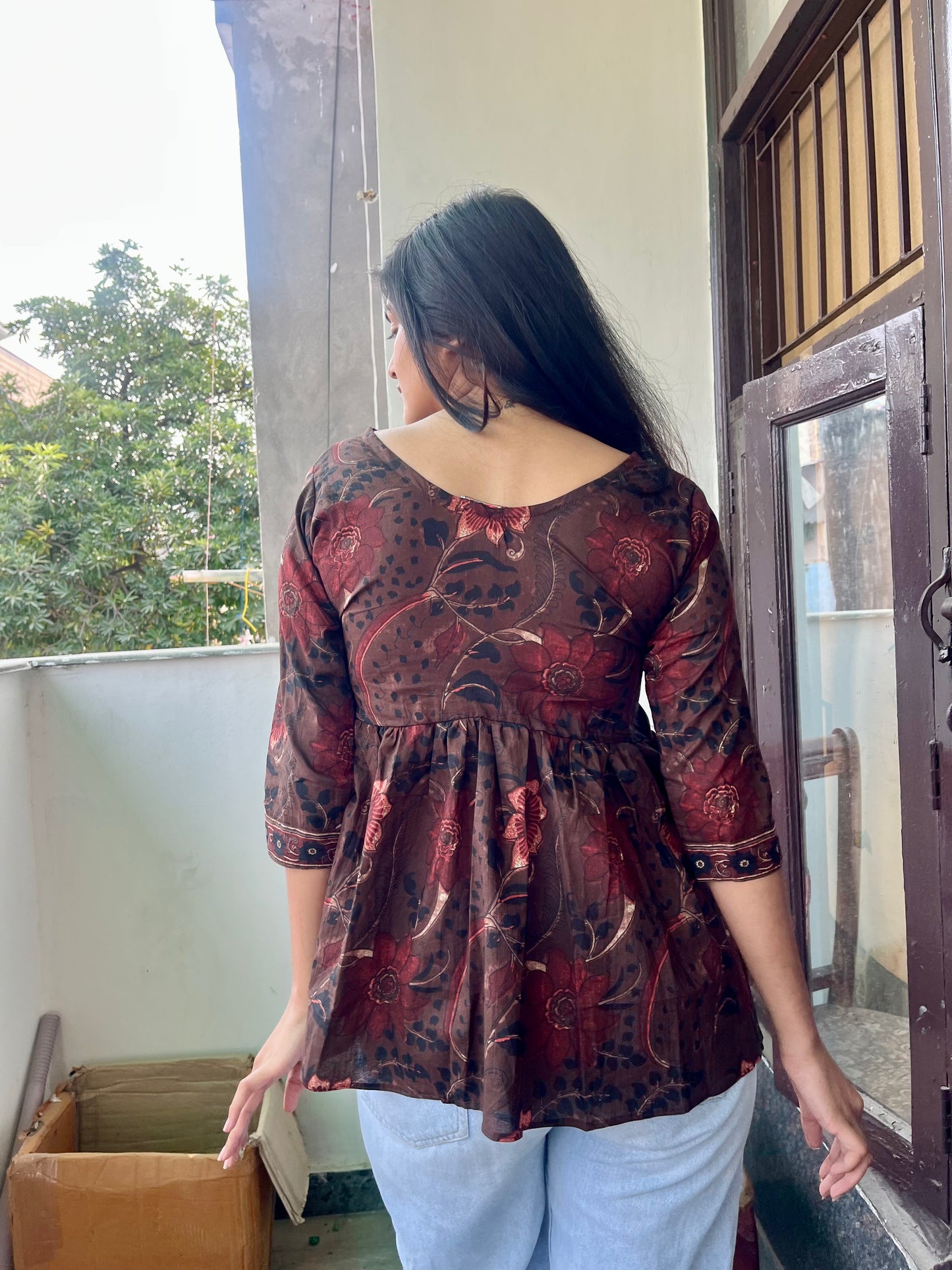 Brown Peplum Kurti