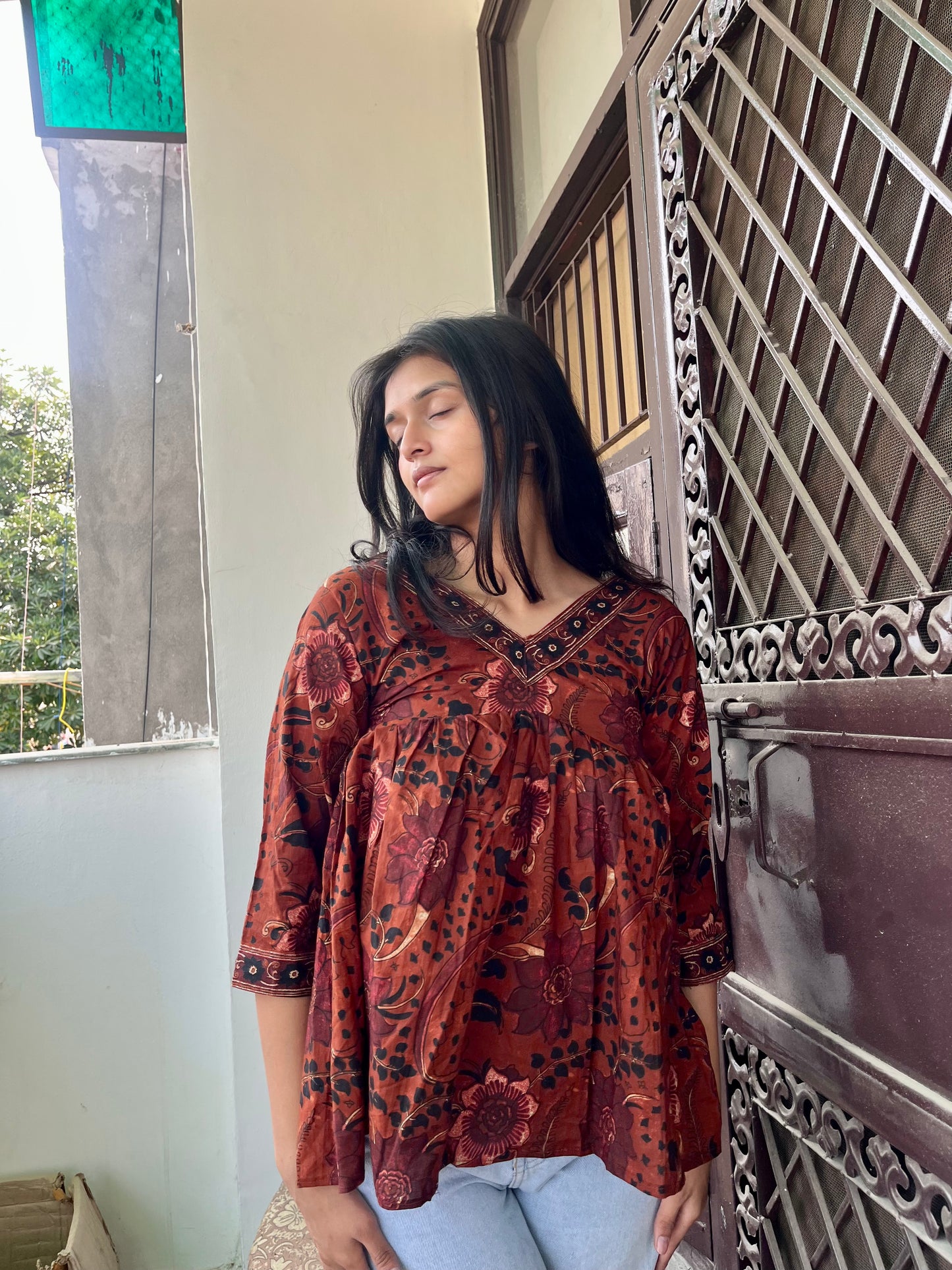 Rust Peplum Kurti