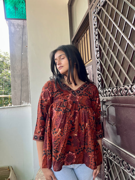 Rust Peplum Kurti