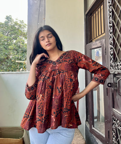 Rust Peplum Kurti
