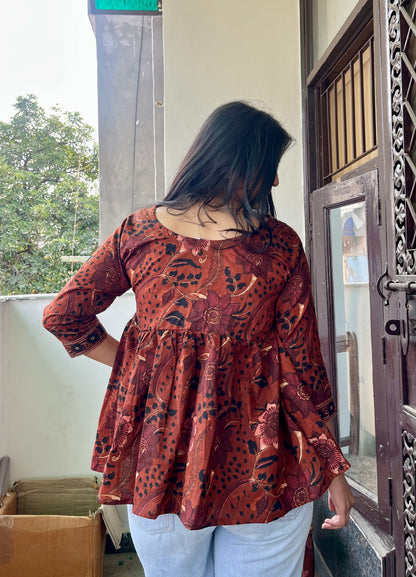 Rust Peplum Kurti