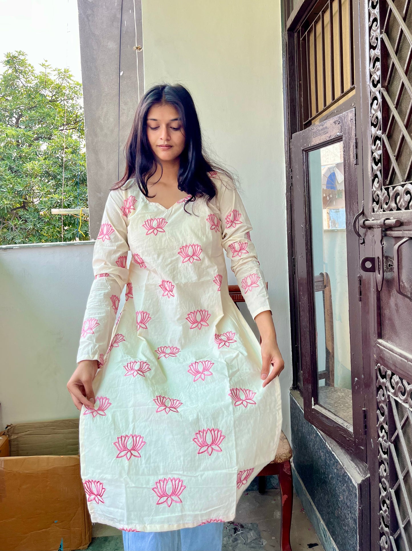 Padma Embroidered Straight Long Kurti