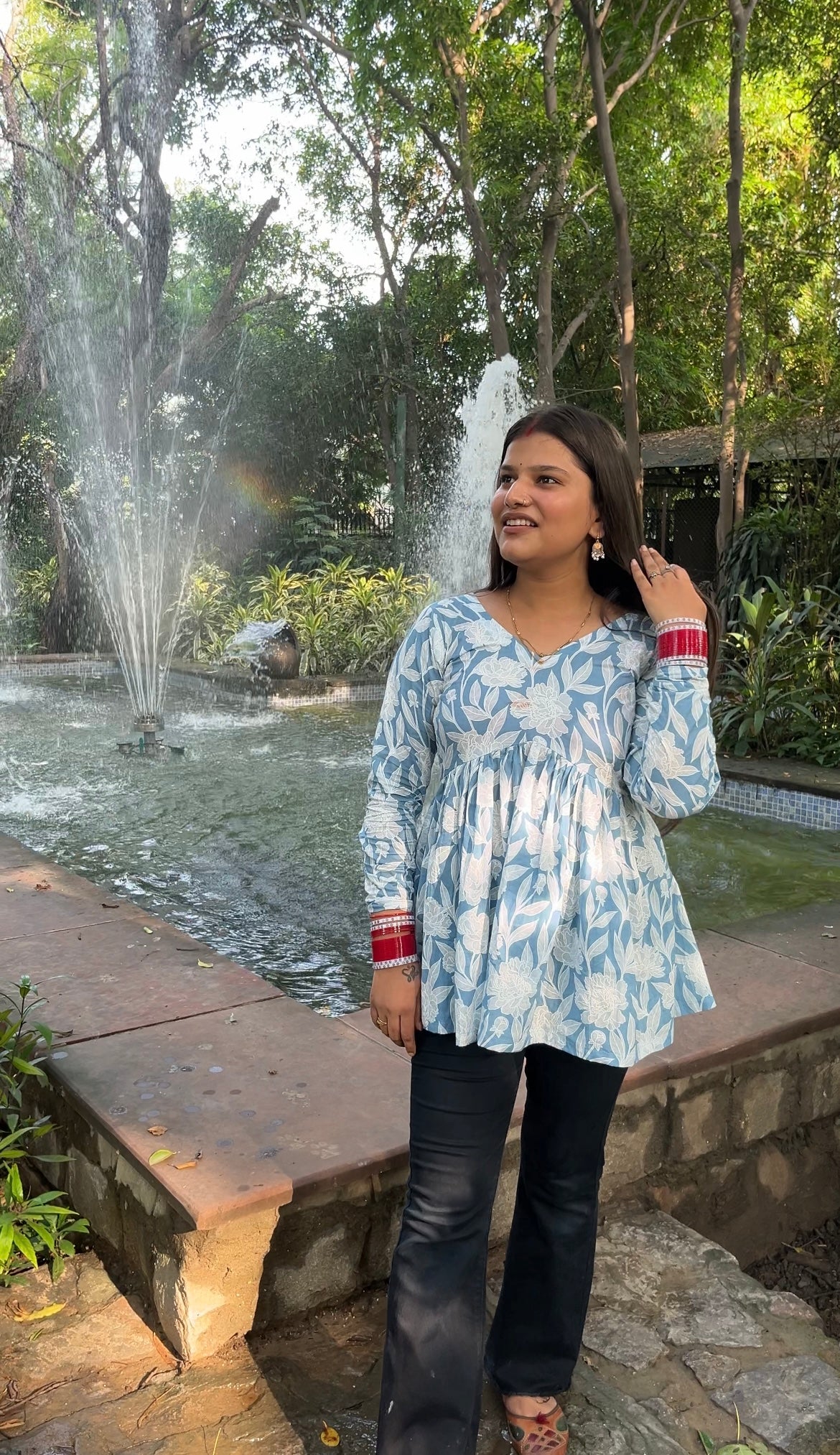 Blue Bloom Short Kurti Top