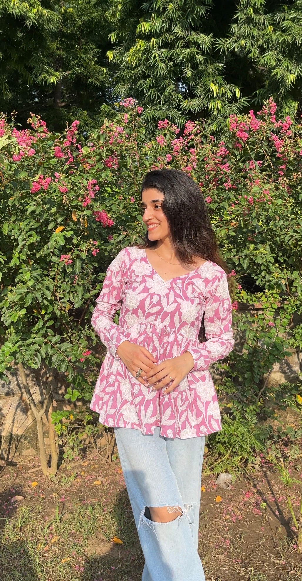 Lilac Bloom Short Kurti Top