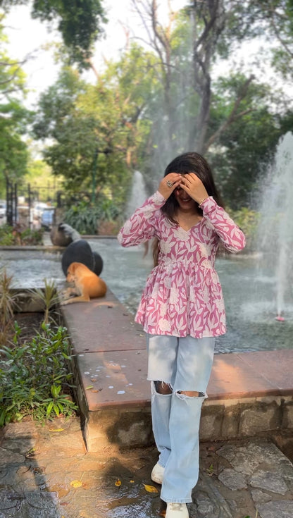 Lilac Bloom Short Kurti Top