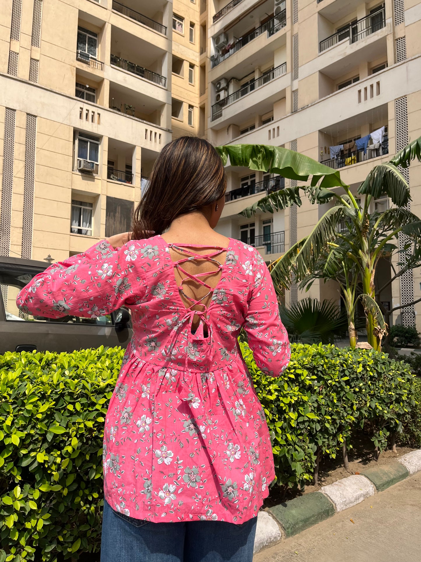 Veda Peeplum Backless Short Kurti