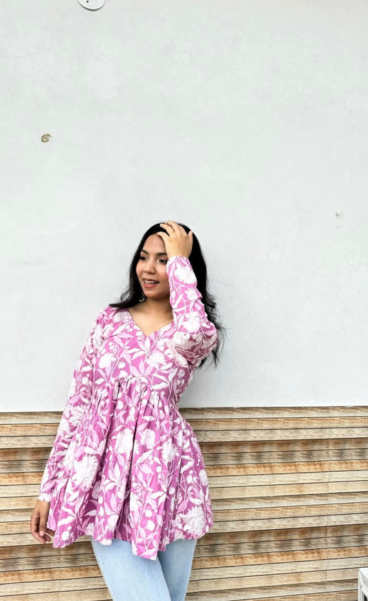 Ela Lilac Short Kurti Top