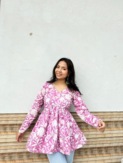 Ela Lilac Short Kurti Top