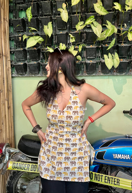Elevea Halter Neck Backless Kurti