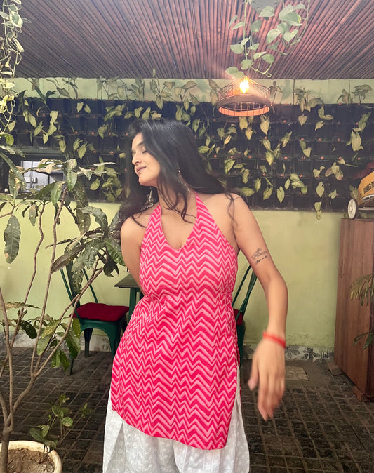 Pardesi Backless Halter Neck Kurti