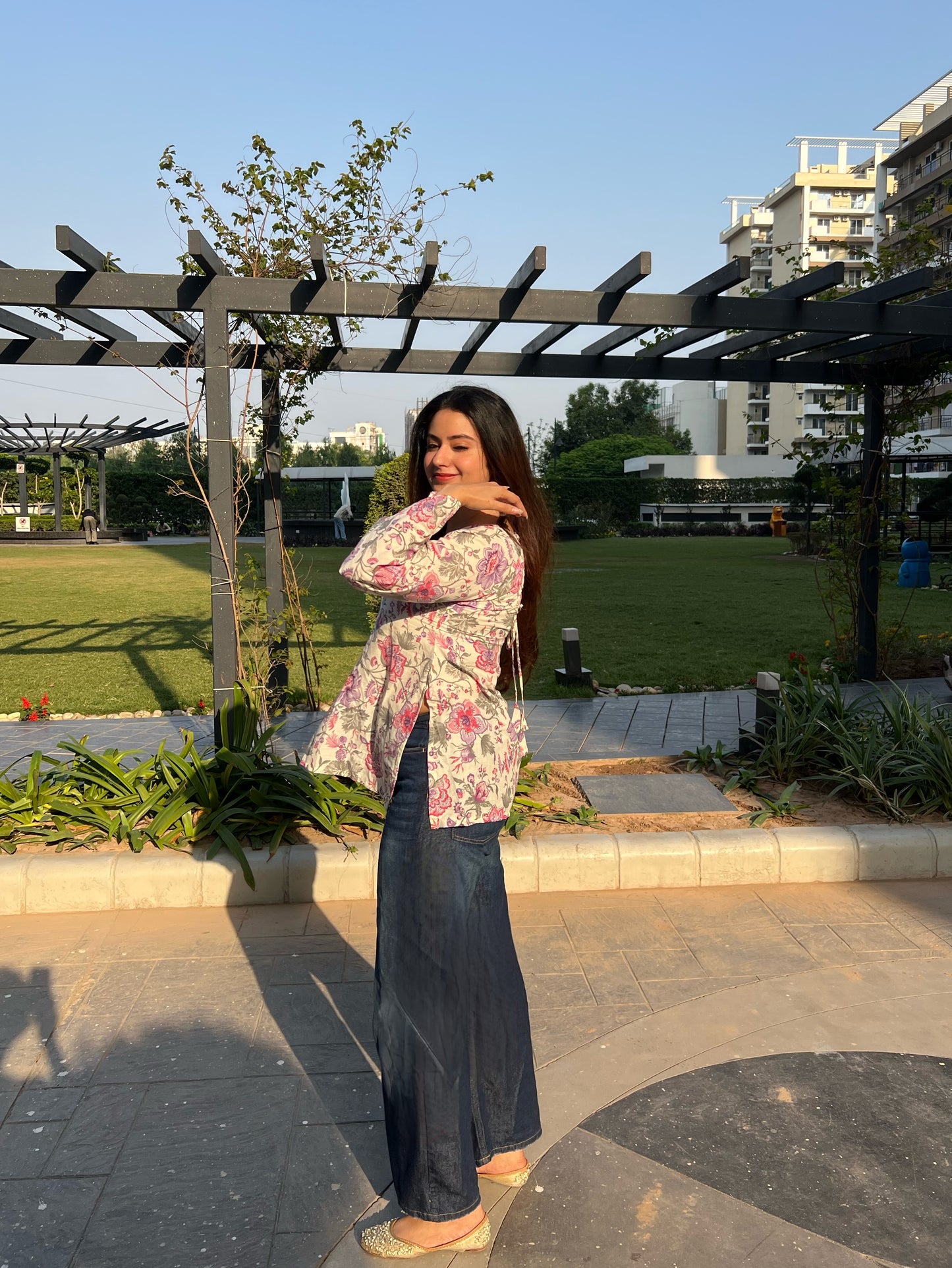 Bani Floral Straight Short Kurti