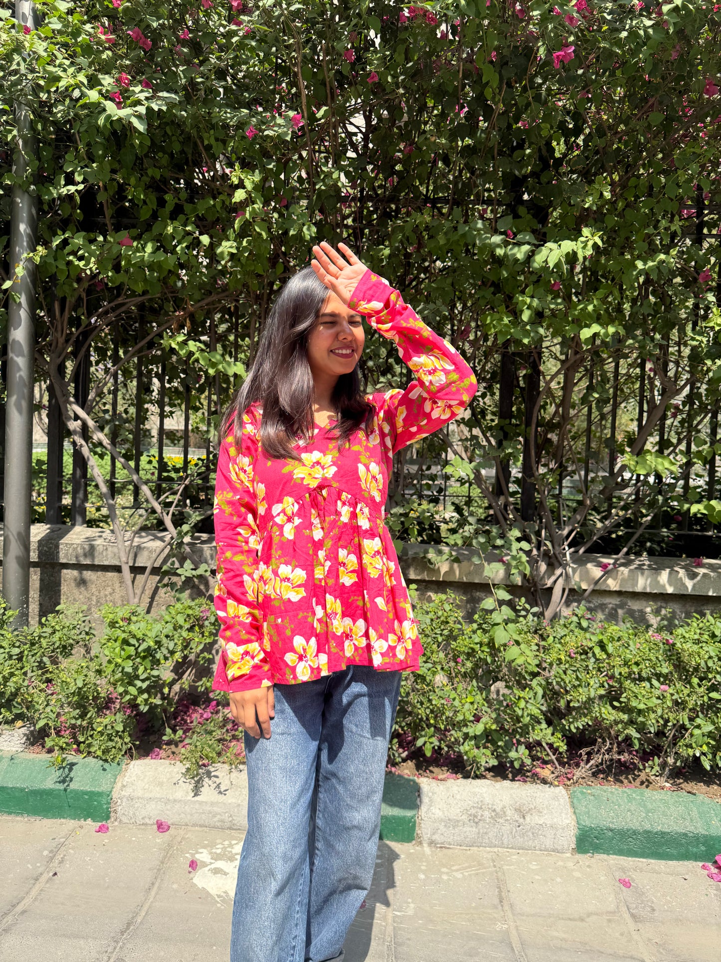 Summer Blossom Peeplum Short Kurti