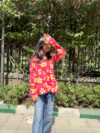 Summer Blossom Peeplum Short Kurti