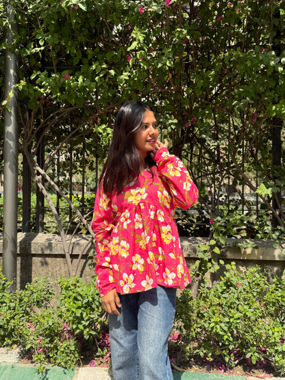 Summer Blossom Peeplum Short Kurti