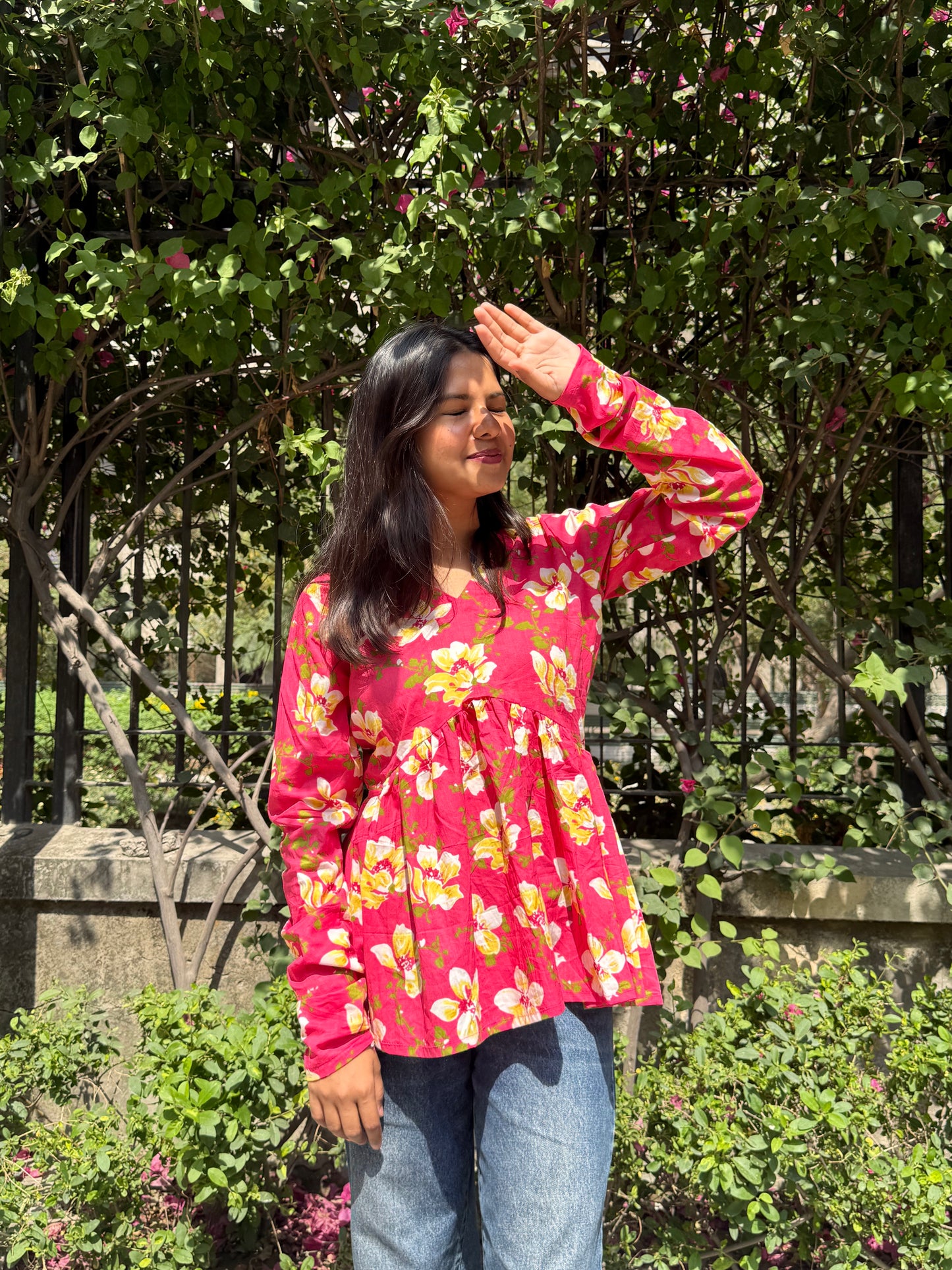 Summer Blossom Peeplum Short Kurti