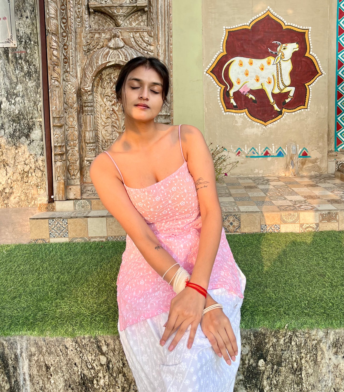 Soft Girl Embroidered Backless Kurti