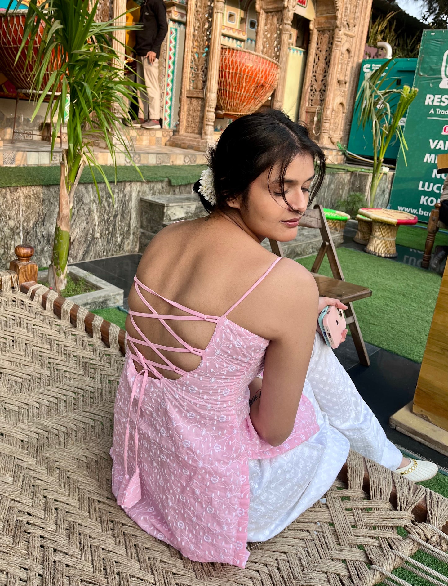 Soft Girl Embroidered Backless Kurti