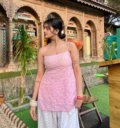 Soft Girl Embroidered Backless Kurti