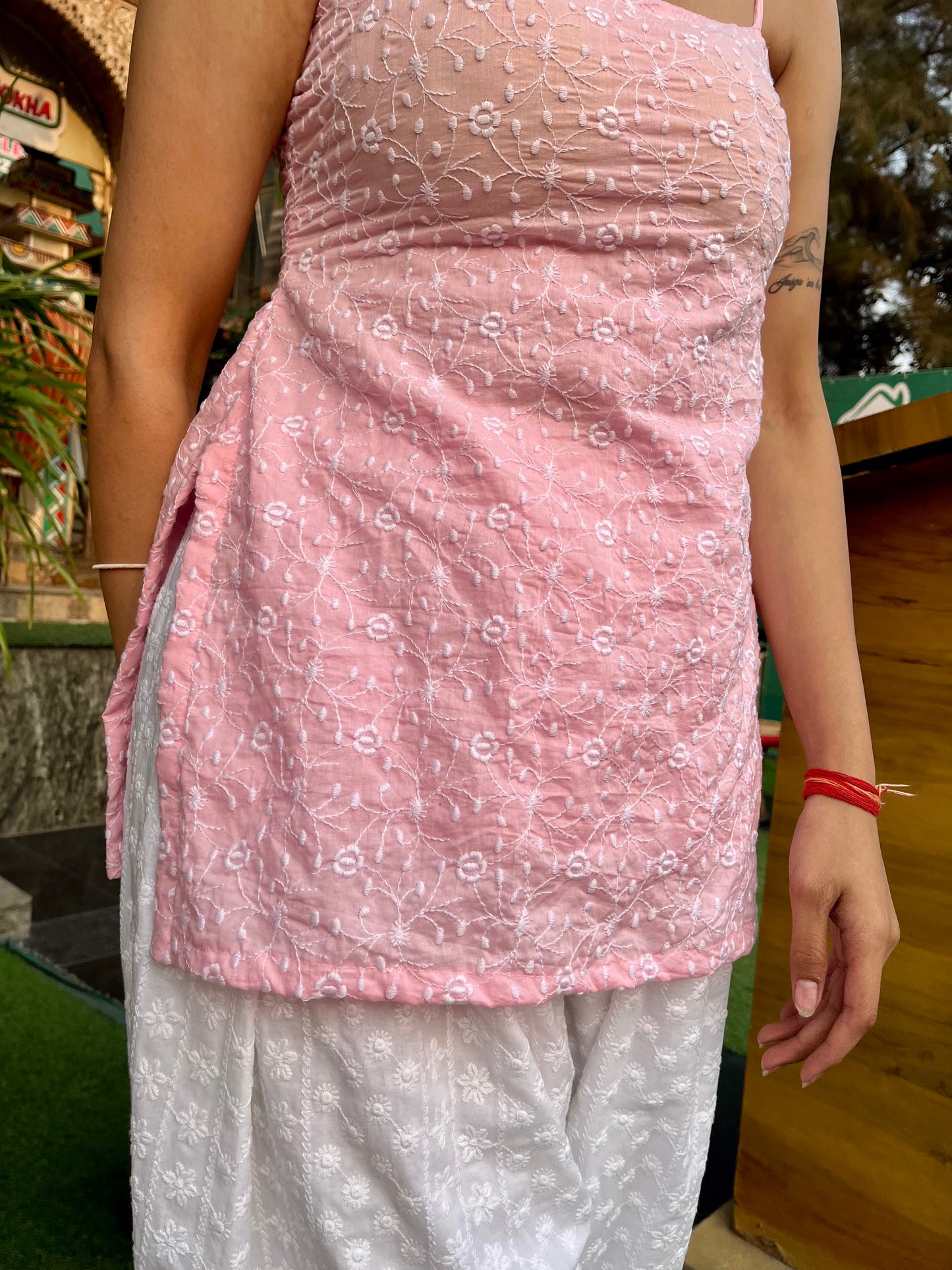 Soft Girl Embroidered Backless Kurti