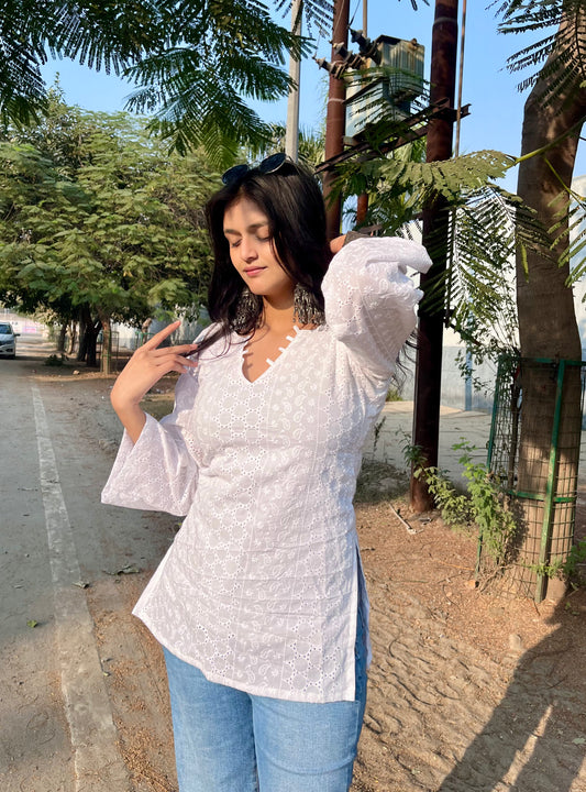 Safedi Corset Back Short Kurti