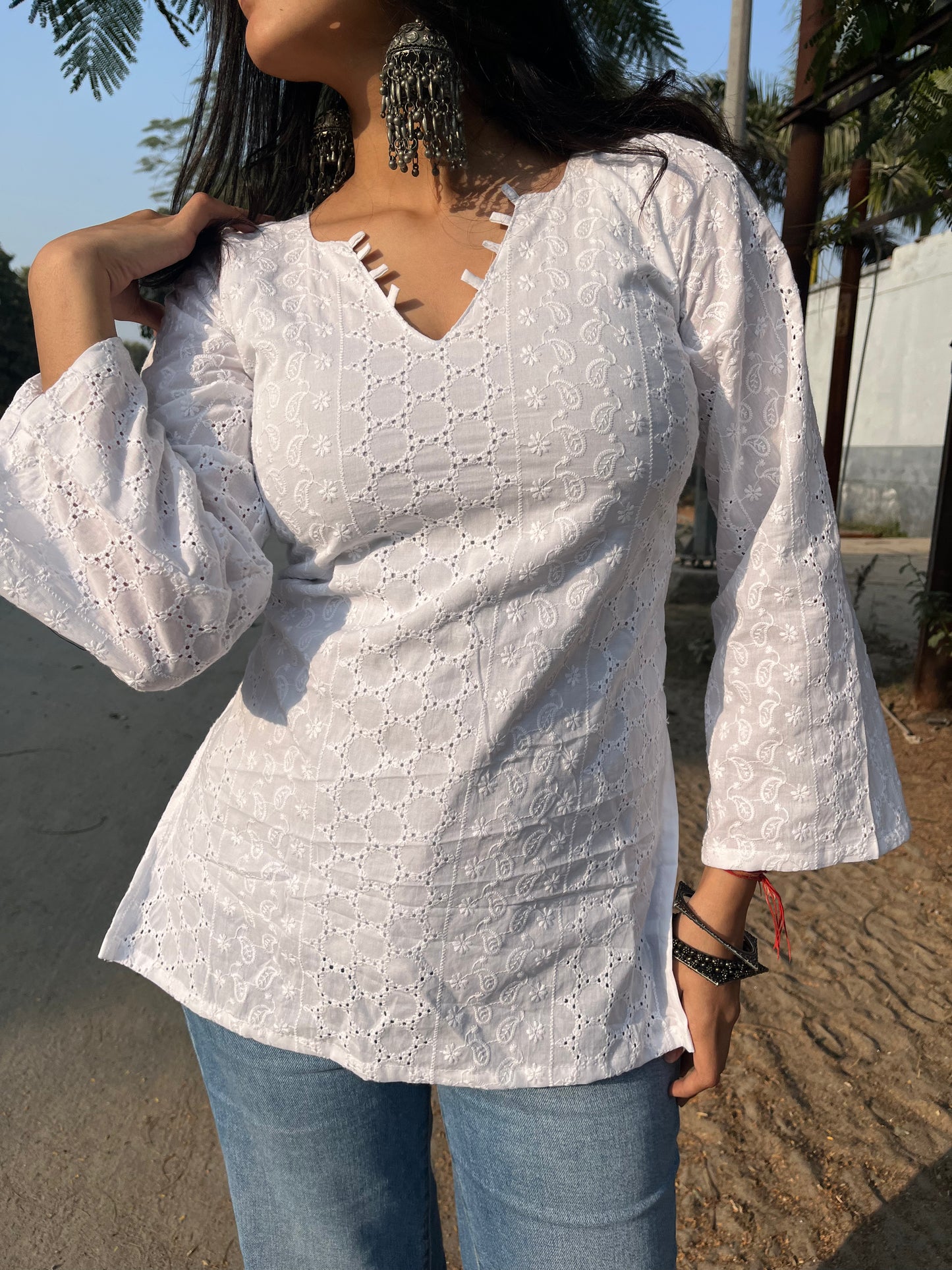 Safedi Corset Back Short Kurti