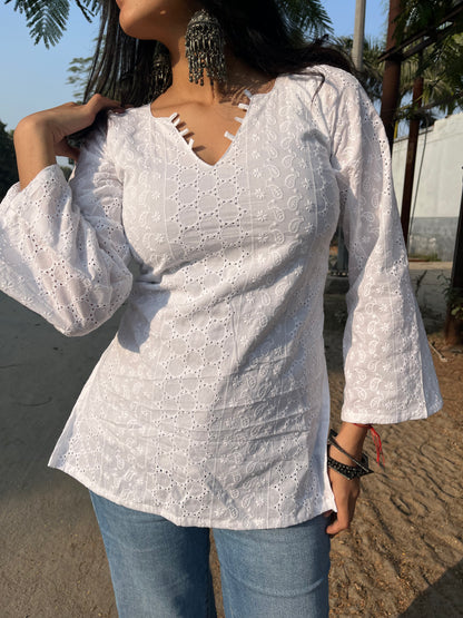 Safedi Corset Back Short Kurti
