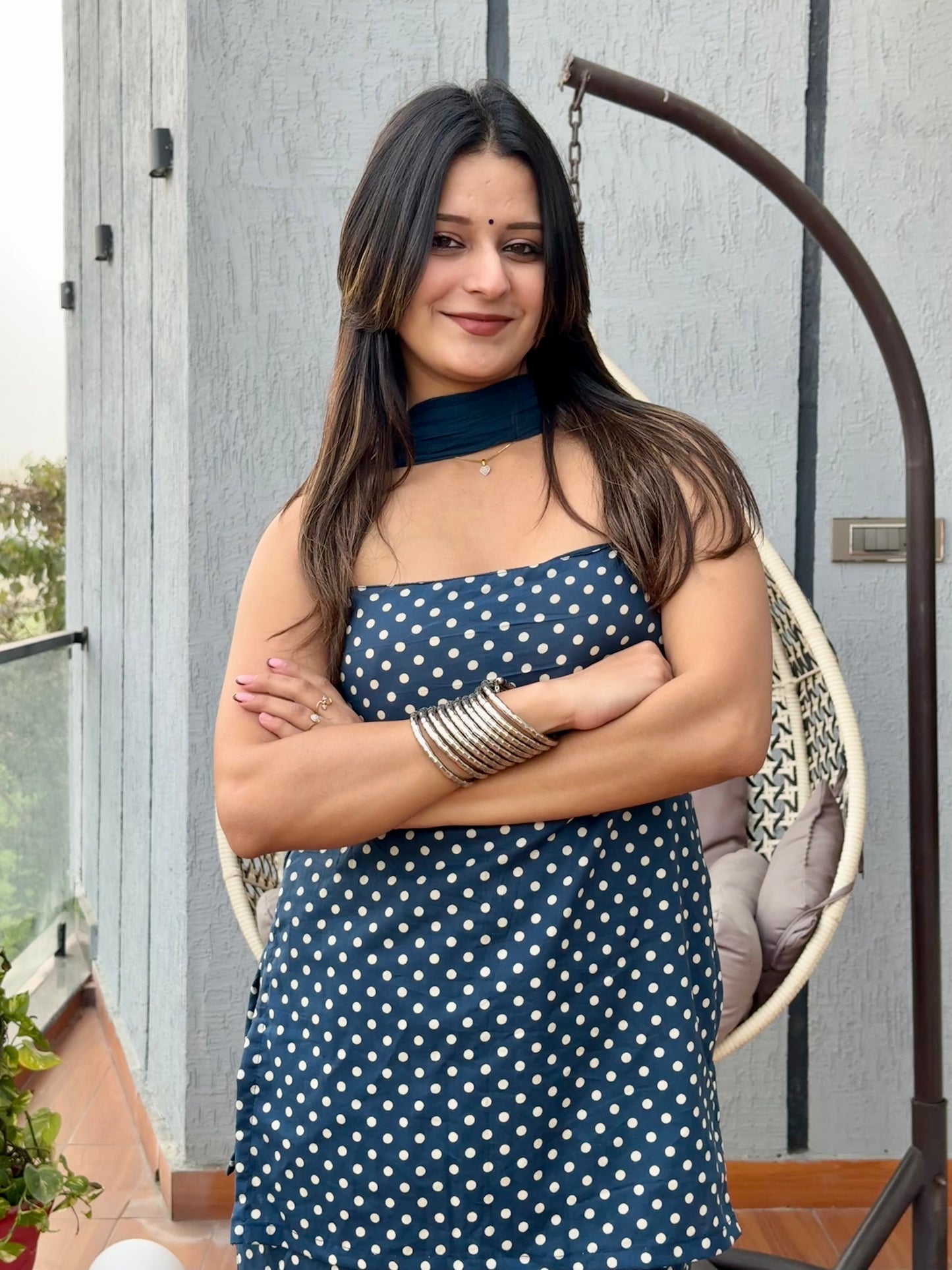 Blue polka Farshi Salwar Set