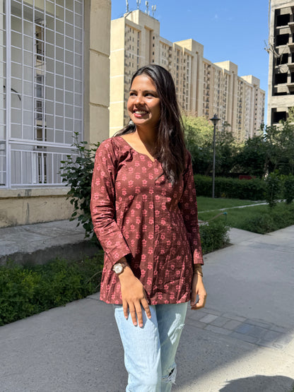 Mocha Straight Short Kurti