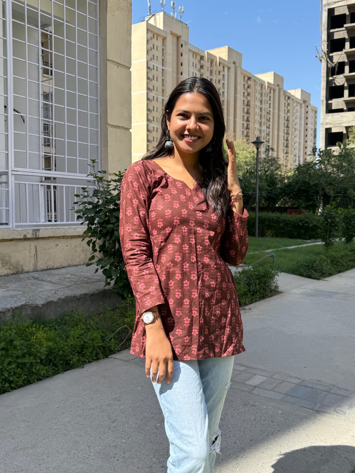 Mocha Straight Short Kurti