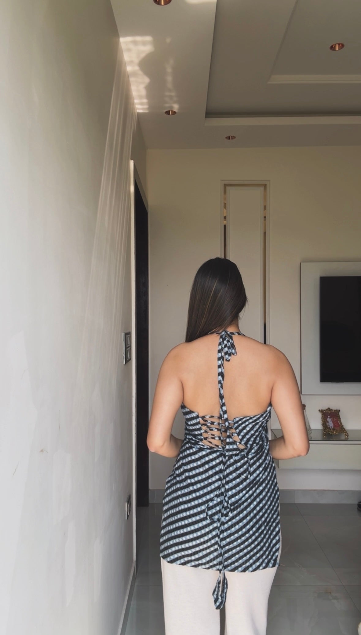 Chandani Leher Halter Neck Short Kurti