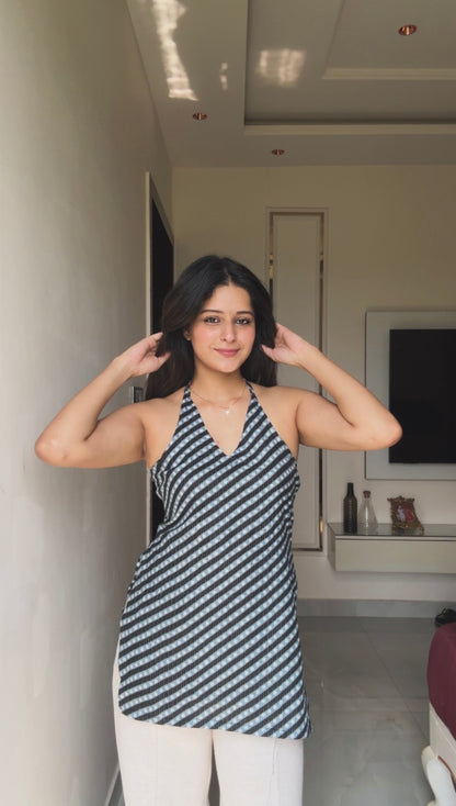 Chandani Leher Halter Neck Short Kurti