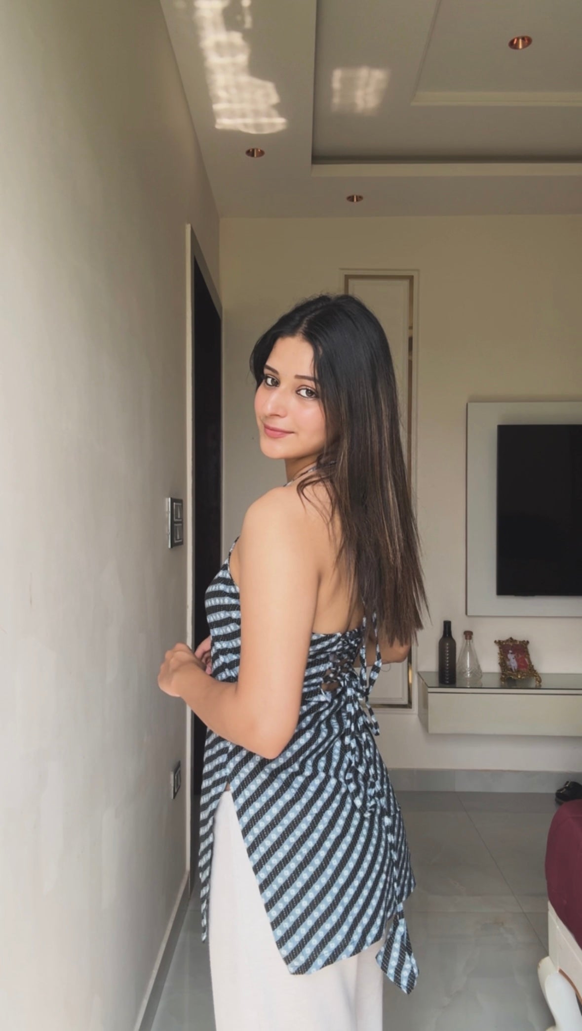 Chandani Leher Halter Neck Short Kurti