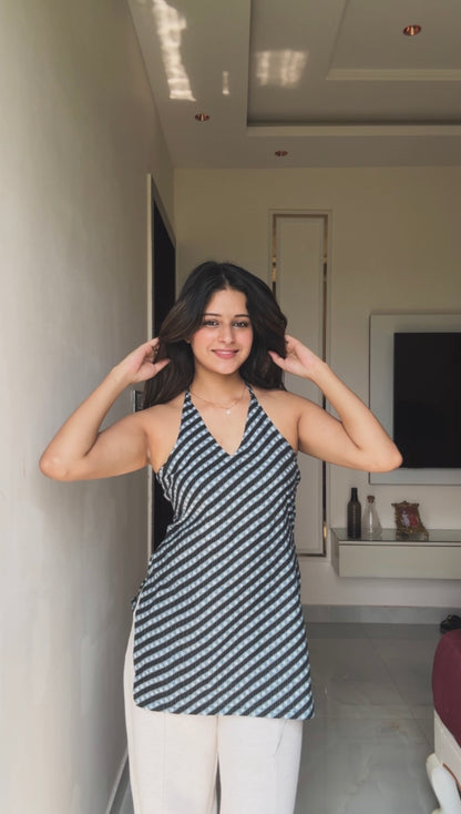 Chandani Leher Halter Neck Short Kurti