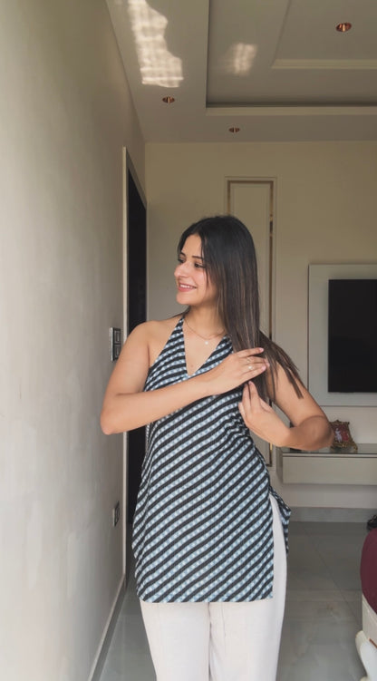 Chandani Leher Halter Neck Short Kurti