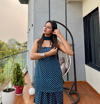 Blue polka Farshi Salwar Set