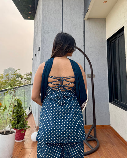 Blue polka Farshi Salwar Set