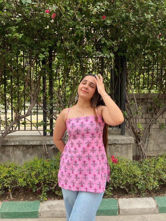 Tulip Noodle Strap Straight Short Kurti