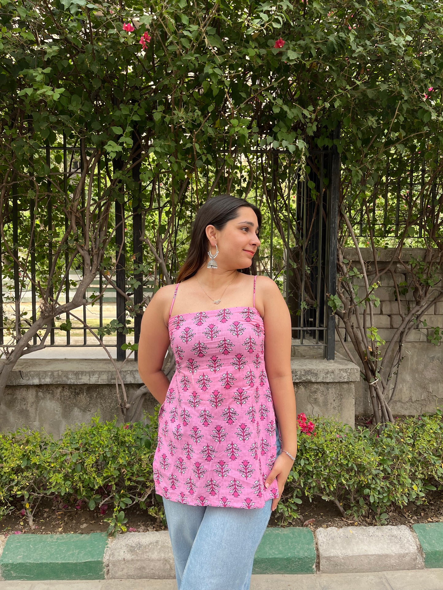 Tulip Noodle Strap Straight Short Kurti