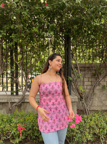 Tulip Noodle Strap Straight Short Kurti