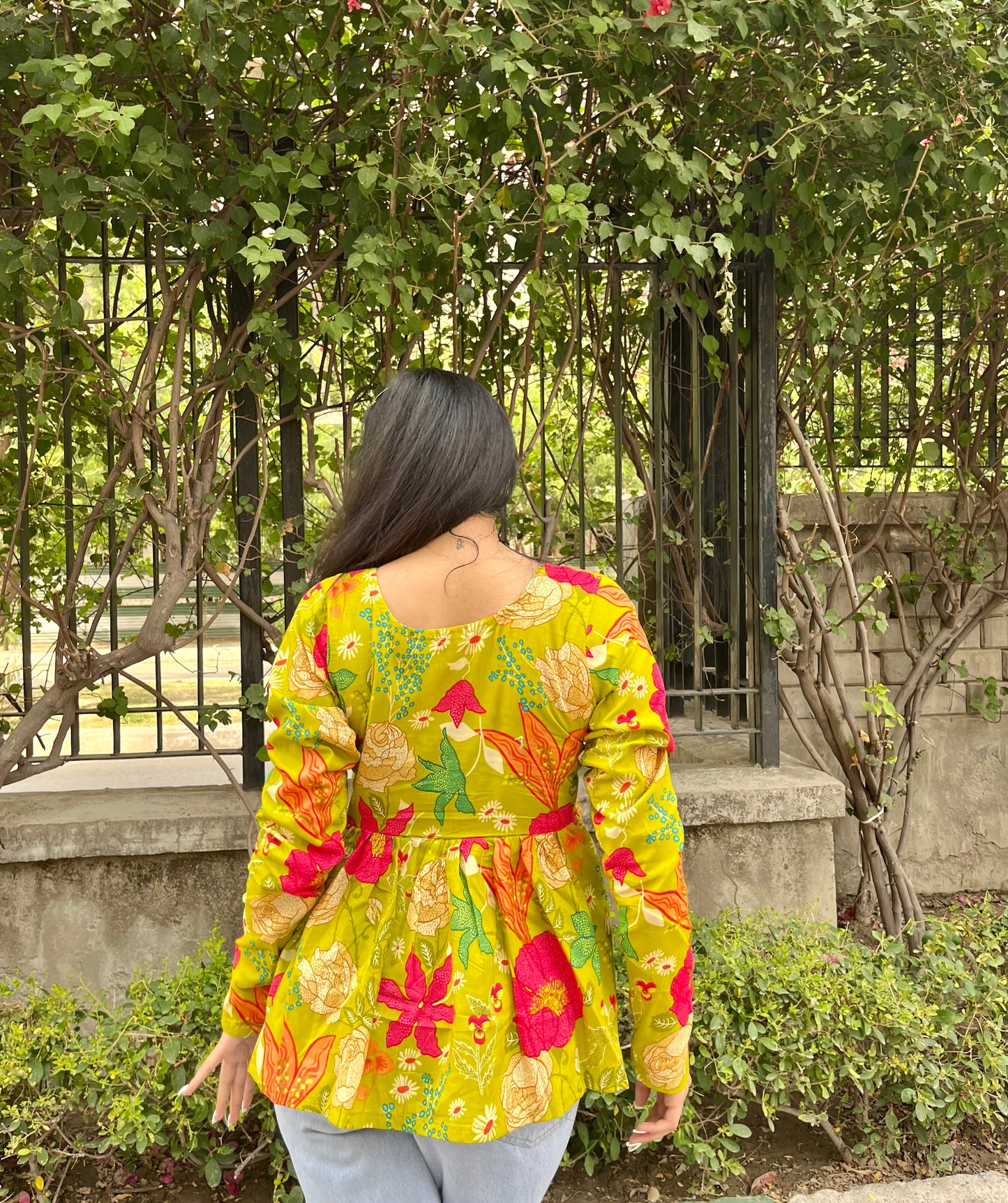 Mellow Green Peeplum Short Kurti