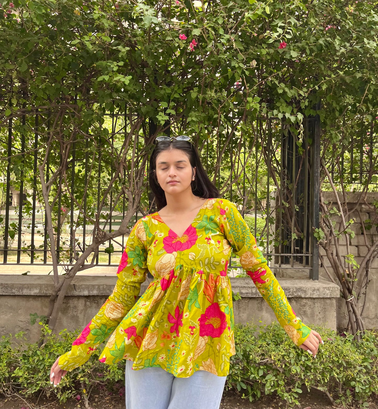 Mellow Green Peeplum Short Kurti