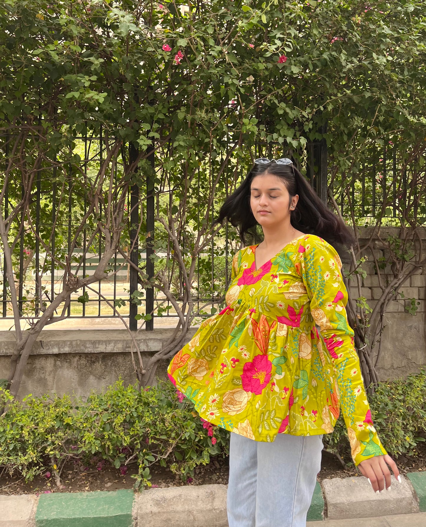 Mellow Green Peeplum Short Kurti