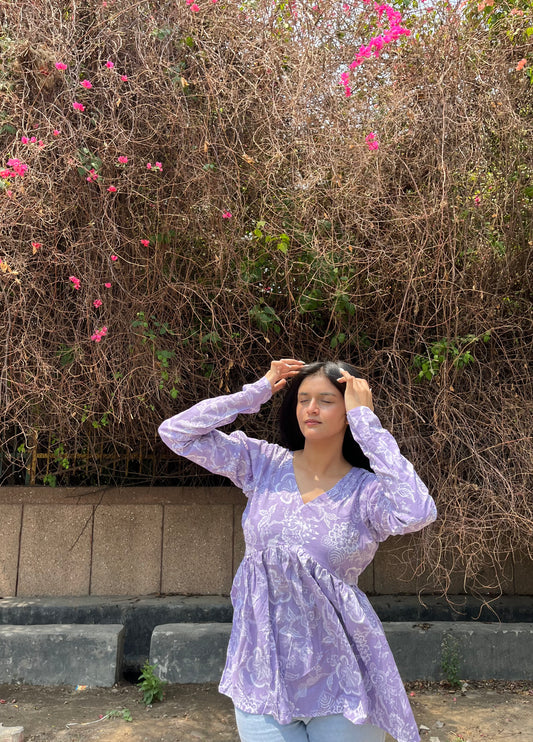Hazel Lilac Peeplum Short Kurti