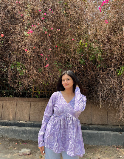 Hazel Lilac Peeplum Short Kurti