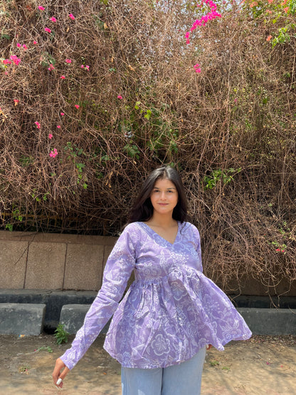 Hazel Lilac Peeplum Short Kurti