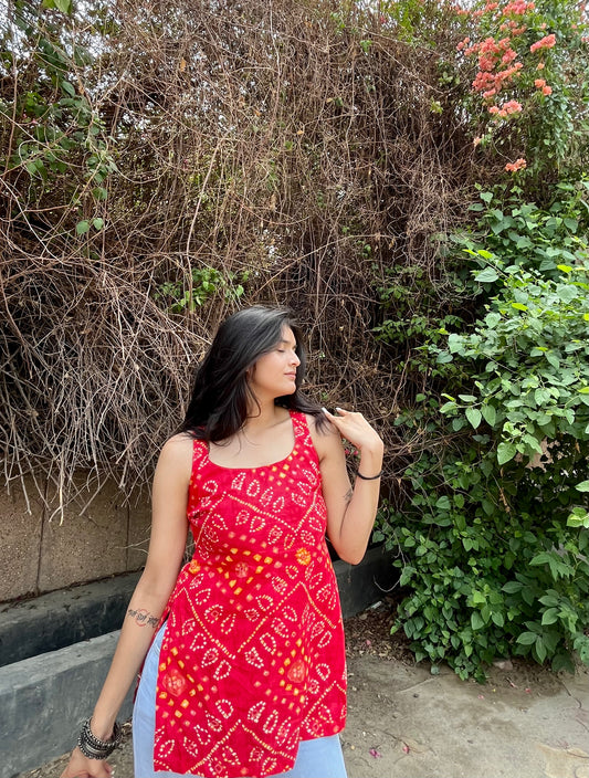 Litchi Backless Straight Short Kurti